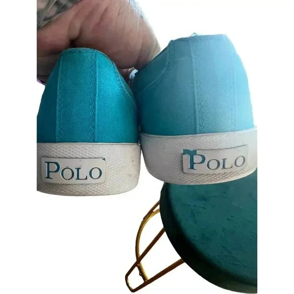 Polo canvas sneakers turquoise and neon green size 9.5 - Picture 6 of 6